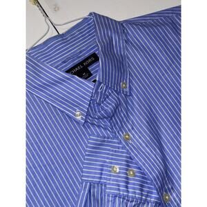 Michael Kors Slim Fit Stretch Shirt Mens Medium Blue Striped Button Down Long Sl